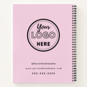 プロフェッショナル ブランディング ミニマル ピンク プロモ ロゴ ノートブック (裏面)