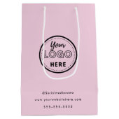 プロフェッショナル ブランディング ミニマル ピンク プロモ ロゴ ミディアムペーパーバッグ (裏面)
