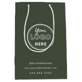 プロフェッショナル ブランディング ミニマル フォレストグリーン ロゴ ミディアムペーパーバッグ (正面)