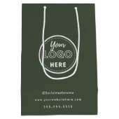 プロフェッショナル ブランディング ミニマル フォレストグリーン ロゴ ミディアムペーパーバッグ (裏面)