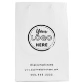 プロフェッショナル ブランディング ミニマル ホワイト プロモーション ロゴ ミディアムペーパーバッグ (正面)