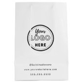 プロフェッショナル ブランディング ミニマル ホワイト プロモーション ロゴ ミディアムペーパーバッグ (裏面)