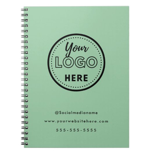 プロフェッショナル ブランディング ミニマル ロゴ ミント グリーン ノートブック (正面)