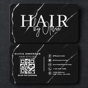プロフェッショナル ヘアスタイリスト シルバー ブラック QRコード 名刺