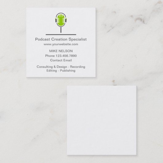 プロフェッショナル・ポッドキャスト作成スペシャリスト スクエア名刺 (正面/裏面)