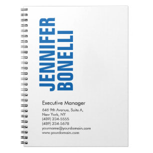 プロフェッショナル ミニマリスト モダン ボールド ブルー ホワイト ノートブック