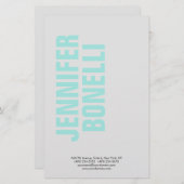 プロフェッショナル ミニマリスト モダン ボールド ブルー 姓名 便箋 (正面/裏面)