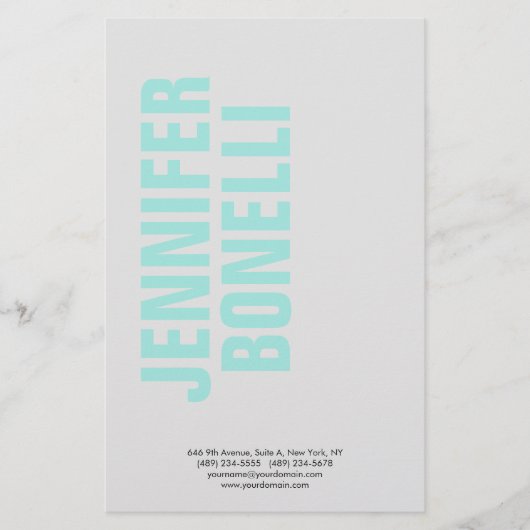 プロフェッショナル ミニマリスト モダン ボールド ブルー 姓名 便箋 (正面)