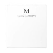 プロフェッショナル ミニマル パーソナライズ モノグラム 名前 ノートパッド (正面)