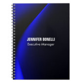 プロフェッショナル ミニマル モダン ブルー お名前を追加 ノートブック (正面)