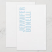 プロフェッショナル ミニマル モダン ボールド ブルー ホワイト 便箋 (正面/裏面)