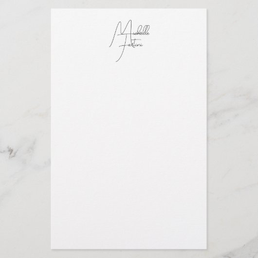 プロフェッショナル ミニマル モダン 手書きネーム 便箋 (正面)