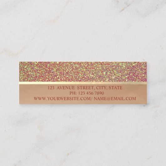 プロフェッショナル、モダングリッター、唇、メイクアップアーティスト スキニー名刺 (裏面)