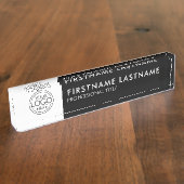 プロフェッショナル、モダン白黒ロゴ、名前、タイトル デスクネームプレート (側面)