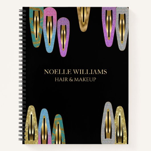プロフェッショナル モダン グリッター ヘア クリップ ヘア スタイリスト ノートブック (正面)