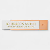 プロフェッショナル モダン グレー ゴールド オフィス 名前 タイトル サインプレート (正面)