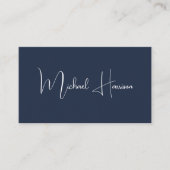 プロフェッショナル モダン スクリプト QR コード 青 名刺 (正面)