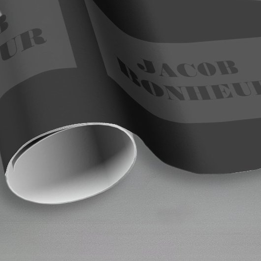 プロフェッショナル モダン ネーム | ダークグレー & ブラック ラッピングペーパー