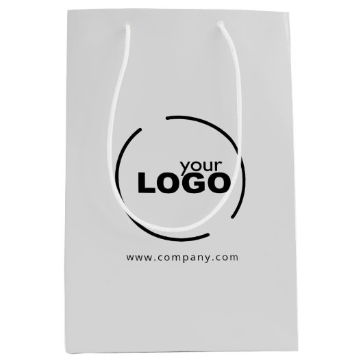 プロフェッショナル モダン ビジネス ロゴ グレー ミディアムペーパーバッグ (正面)