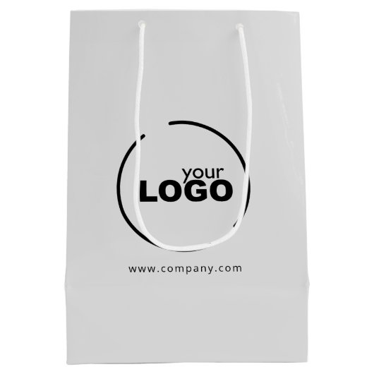 プロフェッショナル モダン ビジネス ロゴ グレー ミディアムペーパーバッグ (裏面)