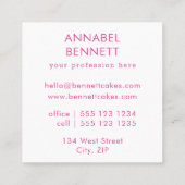 プロフェッショナル モダン ピンク ハート スクエア名刺 (裏面)