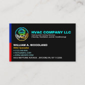 プロフェッショナル モダンHVACエアコン会社ロゴ&スローガン 名刺 (正面)