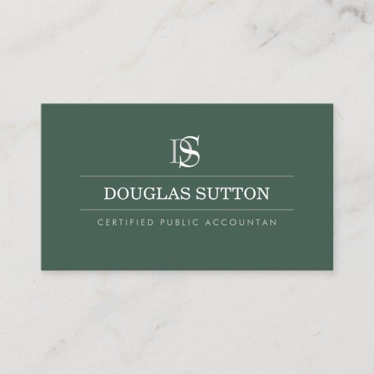 プロフェッショナル モノグラム 公認会計士 CPA ダークグリーン 名刺 (正面)