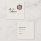 プロフェッショナル- ユニセックス （写真の挿入） スクエア名刺 (正面/裏面)