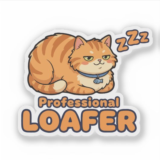 プロフェッショナル・ローファー 猫の寝顔が面白い シール (正面)