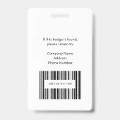 プロフェッショナル 白いロゴ フォト バーコード ID バッジ (裏面)