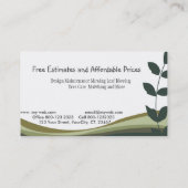 プロフェッショナル、緑の枝、景色の自然 名刺 (裏面)