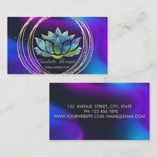 プロフェッショナル、金ゴールドサークルLotusダークホログラフィック 名刺 (正面/裏面)