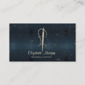 プロフェッショナル、金ゴールド針縫い変更ネイビーブルー 名刺 (正面)