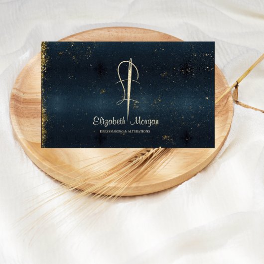 プロフェッショナル、金ゴールド針縫い変更ネイビーブルー 名刺