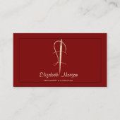 プロフェッショナル、金ゴールド針縫い変更レッド 名刺 (正面)