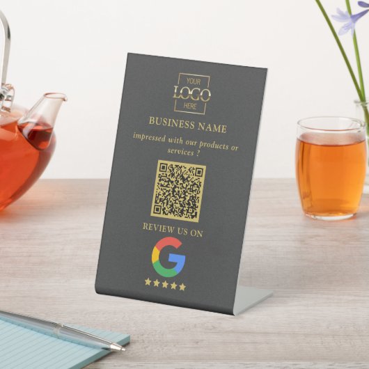 プロフェッショナル Google レビュー QRコード ビジネス ロゴ 台座サイン (インサイチュ)