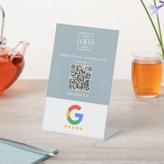 プロフェッショナル Google レビュー QRコード ビジネス ロゴ 台座サイン (インサイチュ)