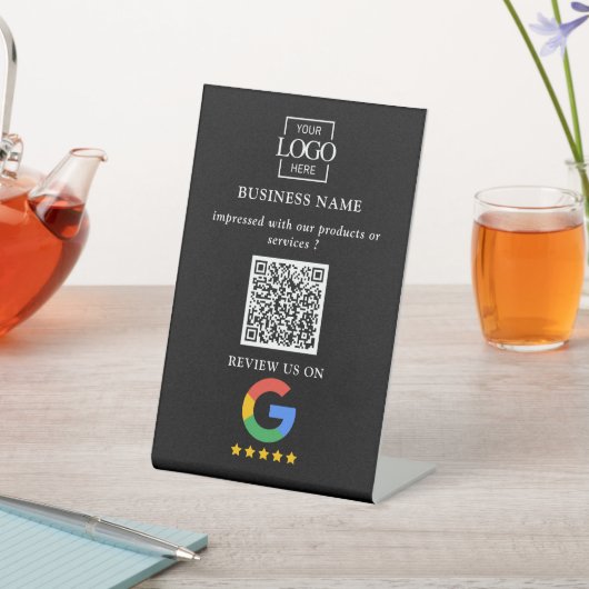 プロフェッショナル Google レビュー QRコード ビジネス ロゴ 台座サイン (インサイチュ)