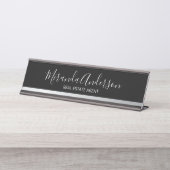 プロフェッショナルBlackとSilver (スクリプト名付き) デスクネームプレート (正面)