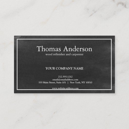 プロフェッショナルBlackboard木目素朴大工 名刺 (裏面)