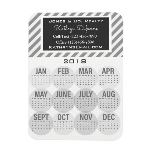 プロフェッショナルBusiness 2018カレンダー灰色 マグネット (縦)