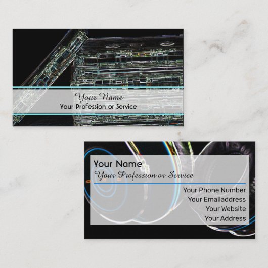 プロフェッショナルDJおよびVJ名刺 名刺 (正面/裏面)