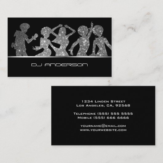 プロフェッショナルDJ踊りシルエット 名刺 (正面/裏面)