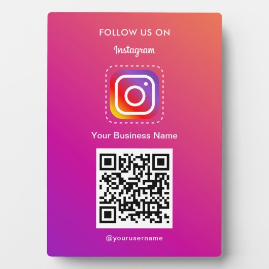 プロフェッショナルInstagramロゴ後を追Me Qrコード フォトプラーク (正面)