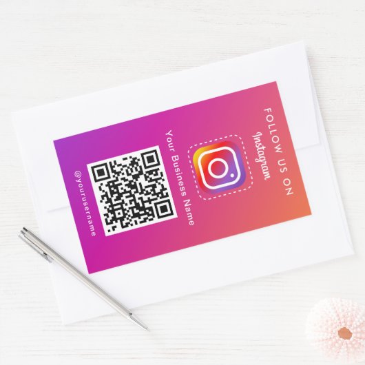 プロフェッショナルInstagram写真後を追Me Qrコード 長方形シール (封筒)