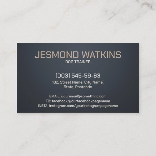 プロフェッショナルK9トレーニング – ベルギーマリノワ 名刺 (裏面)