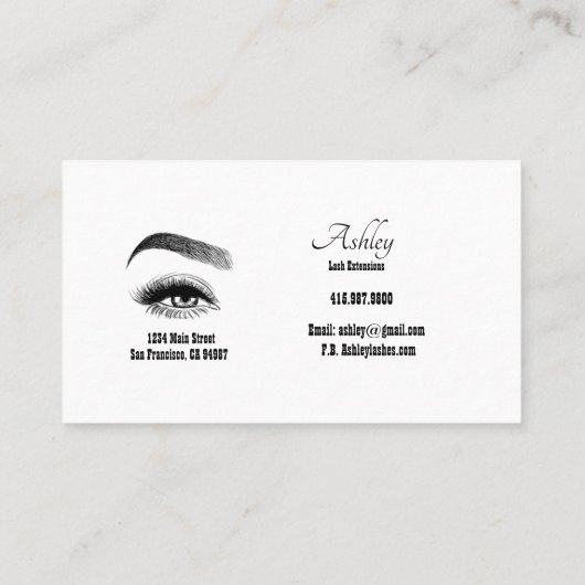 プロフェッショナルLash Extension Stylist名刺 名刺 (裏面)