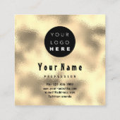プロフェッショナルNaisメイクアップ金ゴールドグリッターロゴドリップ スクエア名刺 (裏面)