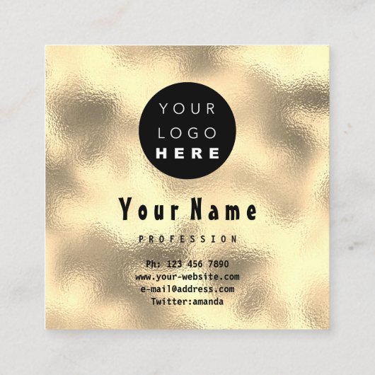 プロフェッショナルNaisメイクアップ金ゴールドグリッターロゴドリップ スクエア名刺 (裏面)