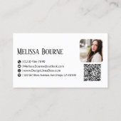 プロフェッショナルQRコードと写真、モダン白黒 名刺 (裏面)